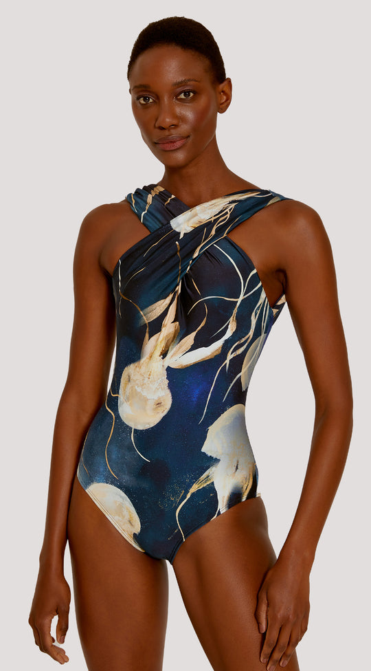 AURITA CROSSED NECK SWIMSUIT