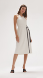 CROSSED NECK MIDI WITH BELTED WAIST