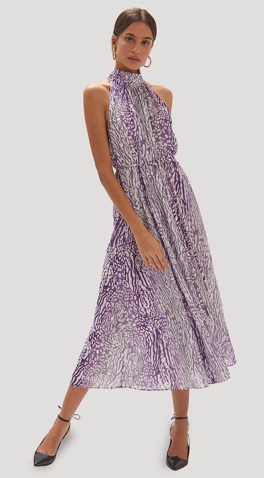 HIGH COLLAR MIDI WITH BELT