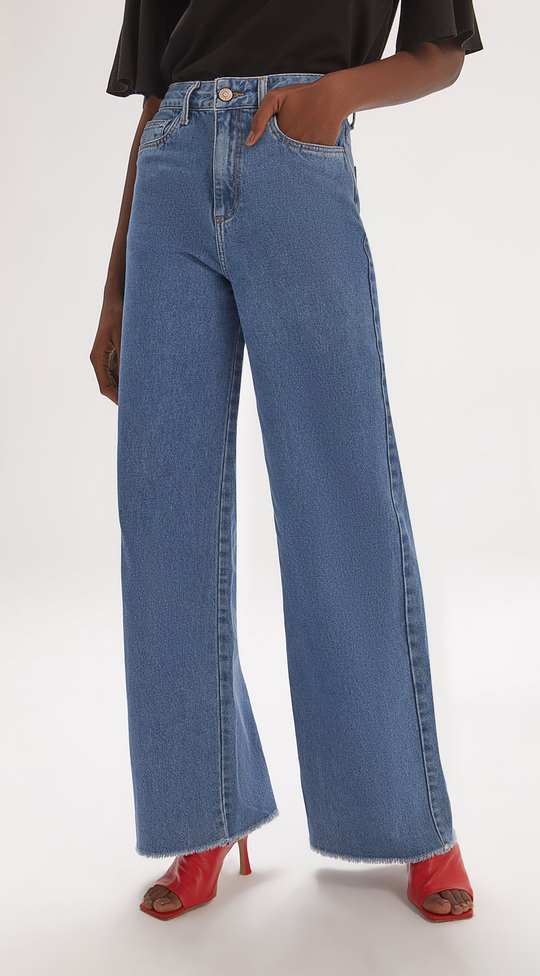 HIGH WAIST PANTS WITH FLARED HEMS