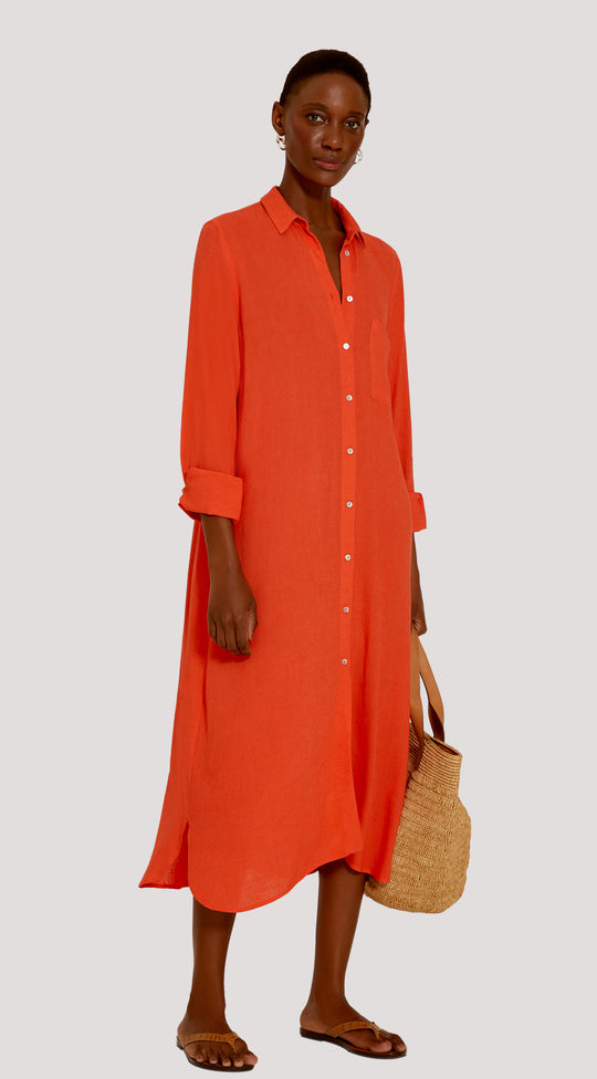 LONG SLEEVE SHIRT DRESS GRANITE