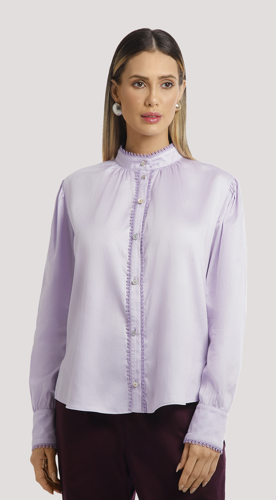 LONG SLEEVE LOOP STITCH DETAILED SHIRT