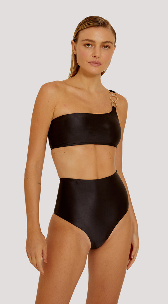RING DETAIL ONE-SHOULDER BIKINI TOP