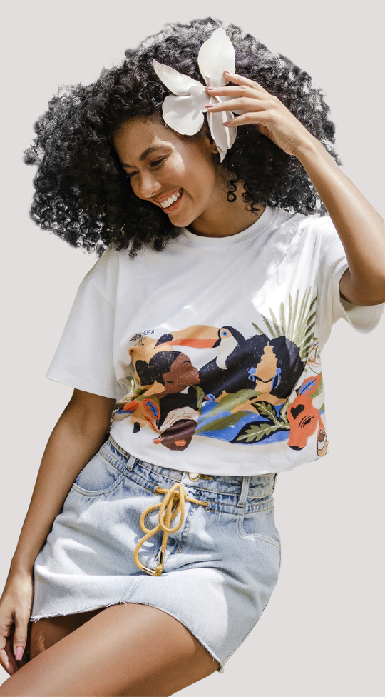 PRINTED SHORT ROUND NECK TOP