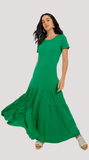 ROUND NECK TIERED LONG DRESS
