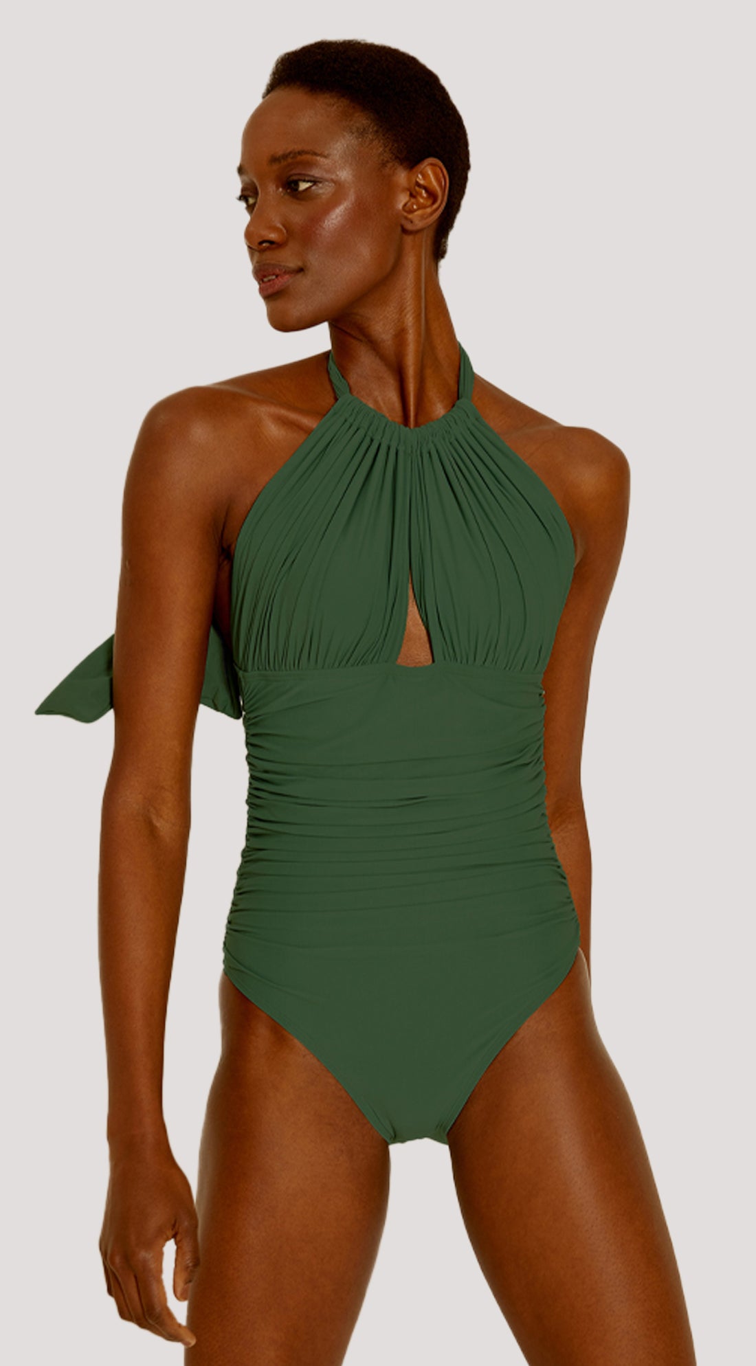 ★Since Then★ Greeny Halter Neck Long One Piece Halter One-Piece - Olive Green Multi – VENUS