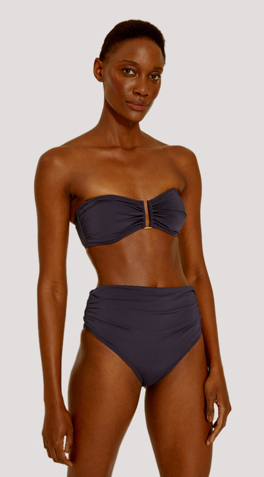 RUCHED HIGH WAIST BIKINI BOTTOM