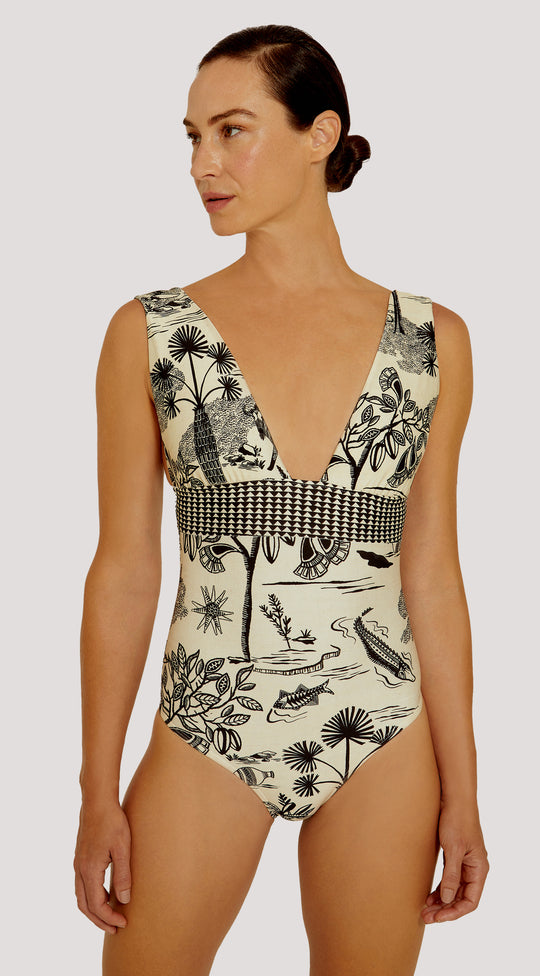 SAVANNAH V-NECK ONE-PIECE SWIMSUIT