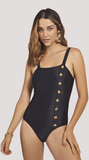 SQUARE NECK LINE MONOKINI WITH BUTTONS