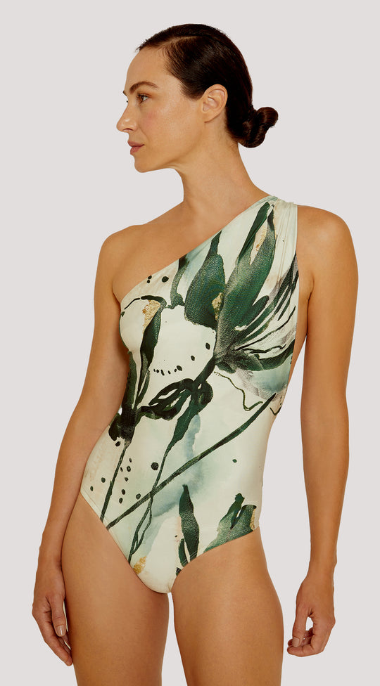 ZAIRE DRAPED ONE-SHOULDER SWIMSUIT